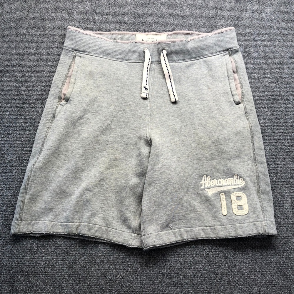 Abercrombie & Fitch Mens Gray Applique Sweat Shorts Size L 18 Logo Athletic